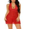 Women's Erotic Bustiers Erotic Clothing Sexy Lingerie Sexy Lace Halter Net Gauze Nightdress Temptation-Red_L view 1