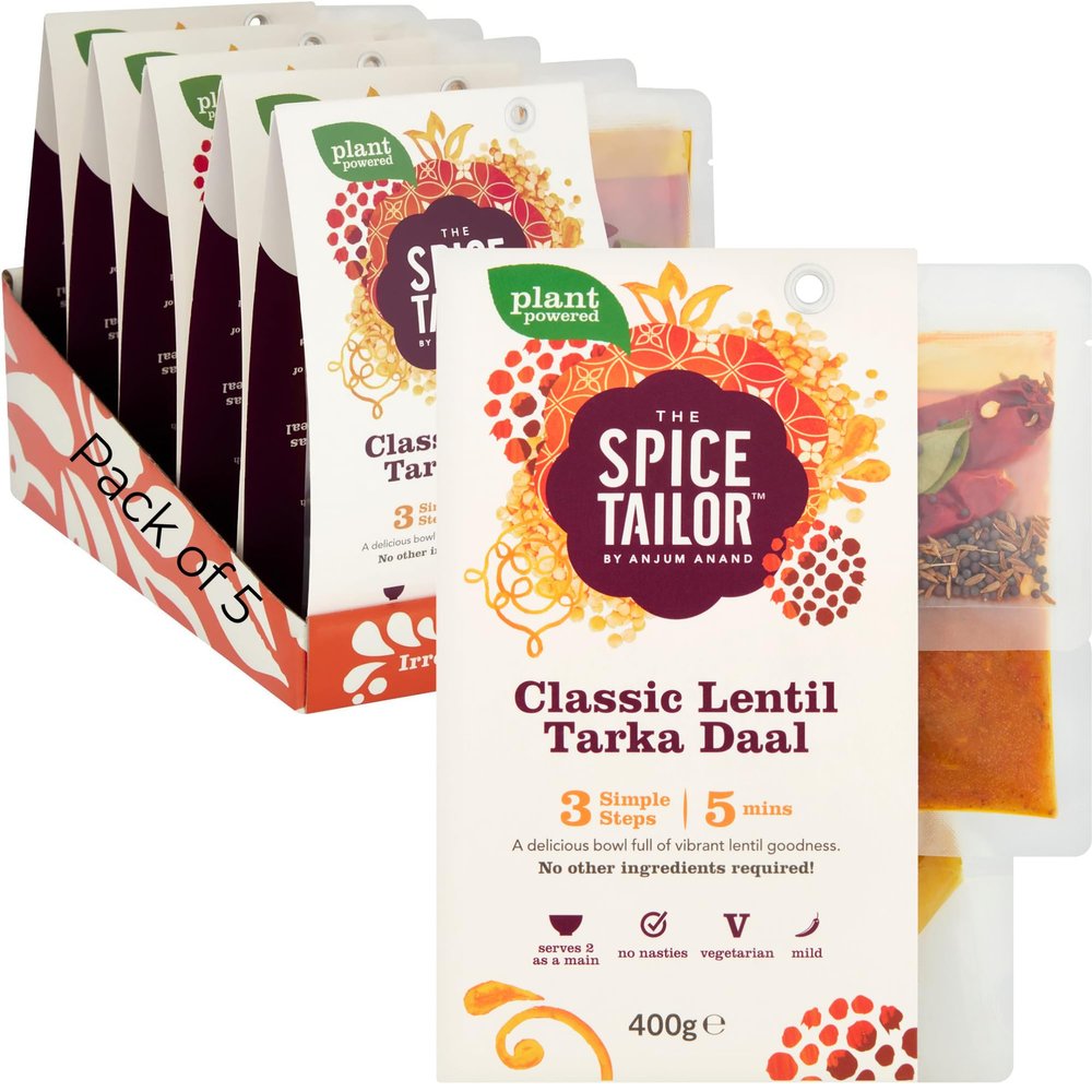 The Spice Tailor, Lentil Daal Kits, Classic Lentil Tarka Daal, 400 g Packet (Pack of 5)