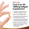Cod Liver Oil Softgels 1000mg - 180 Cod Liver Soft gels High Strength Softgels- Cod Liver Oil Rich in Omega 3 EPA DHA Fatty Acids + Vitamins A & D, High Strength Fish Oil - UK Made, by New Leaf view 2