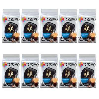 TASSIMO L'OR Espresso Decaf Coffee Capsules T-Discs Pods 10 Pack, 160 Drinks