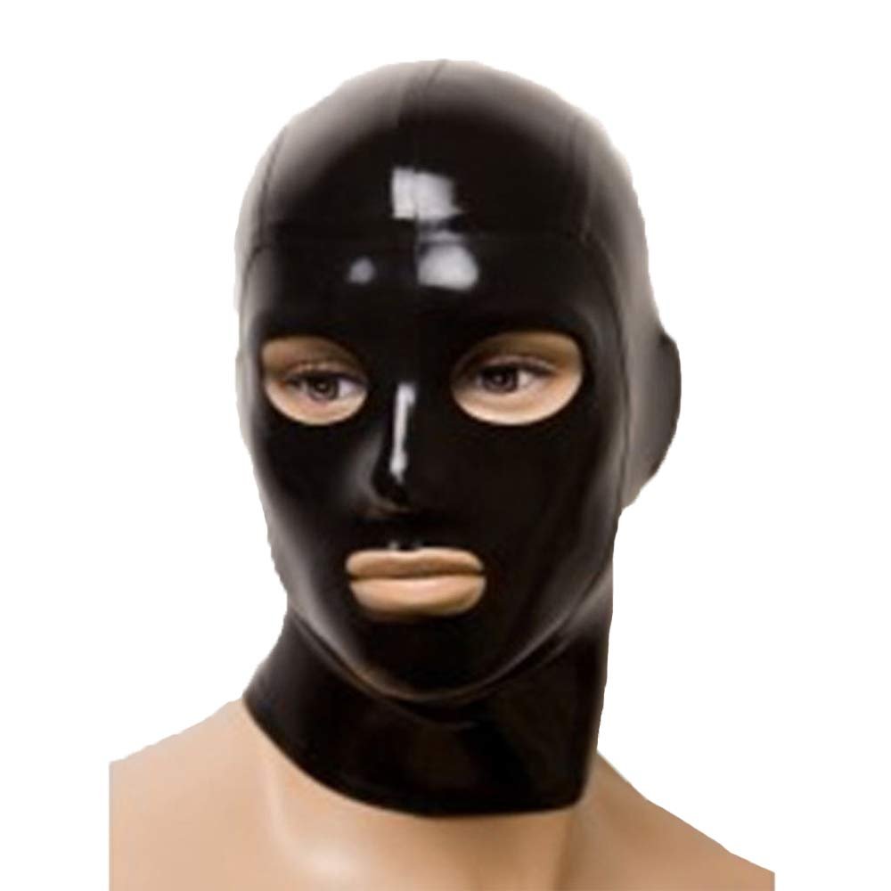 100% Latex Mask Rubber Head Unisex Hood Unique Wear for Club Party Sex Cosplay BA49 (S, Black)