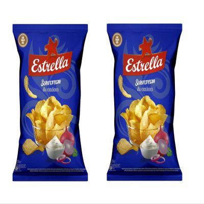 Estrella Potato Chips (Sour Cream and Onion Flavor), 130 g - Pack of 2