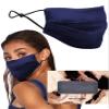 KARIZMA Beverly Hills Silk Face Mask. Navy Designer Face Mask for Women. Washable Fabric Reusable Facemask. 19 Momme Mulberry Silk Mask - Luxury Fashion Masks view 1