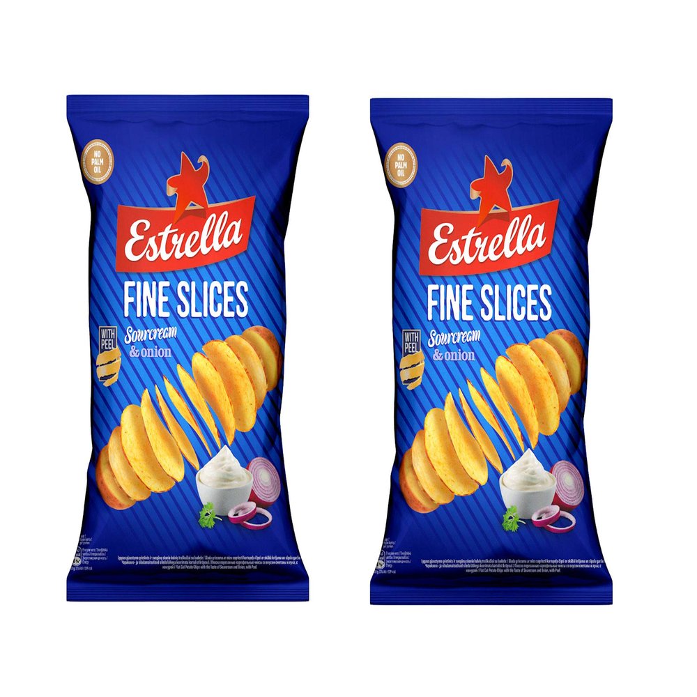 Estrella Potato Chips (Sour Cream and Onion Flavor), 130 g - Pack of 2
