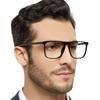 OCCI CHIARI Mens Reading Glasses 3.5, Large Retro Reader for Men, Fashion Magnifying Glasses for Reading (Black,350) view 3