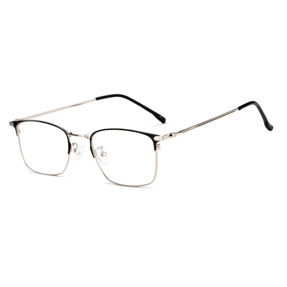DLLY Reading Glasses Unisex, Accurate Diopter, Square Frame, for Reading Newspapers, Playing Computer Games, HD Vision, Anti-Blue Light, Anti-Vertigo, Skin-Friendly Eyeglasses,Silver,+2.50