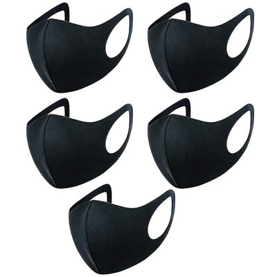 5 PCS Black Face Mask Cover Bandana Balaclavas, 2-Layer Unisex Reusable Fashion Washable face mask (Pack 5, Black) - UK SELLER REQUISITE NEEDS