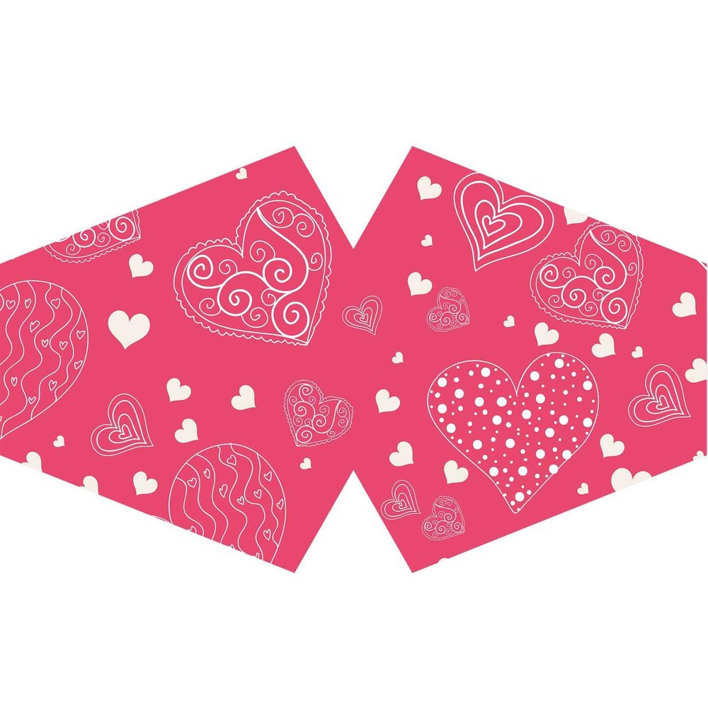 Reusable Fashion Face Covering - Pink Hearts