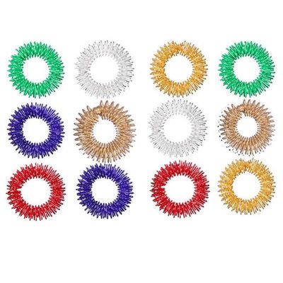 12pcs Spiky Sensory Finger Rings, Spiky Finger Ring/acupressure Ring Set for Teens, Adults, Silent Stress Reducer and Massager