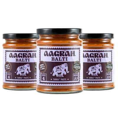 Aagrah Balti Tarka Indian Curry Cooking Sauce - Authentic Restaurant Recipe Base - Medium-Hot - 270g Jar Serves 3-4 - Case of 3