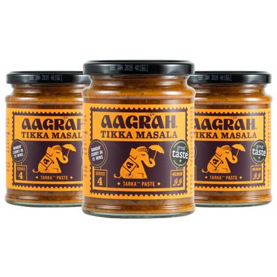 Aagrah Tikka Masala Tarka Indian Curry Cooking Sauce - Authentic Restaurant Recipe Base - Medium Heat - 270g Jar Serves 3-4 - Case of 3
