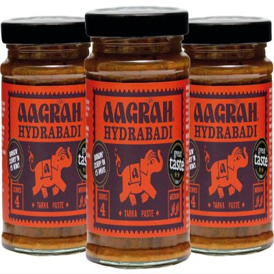 Aagrah Hydrabadi Tarka Indian Curry Cooking Sauce - Authentic Restaurant Recipe Base - Medium-Hot - 270g Jar Serves 3-4 - Case of 3