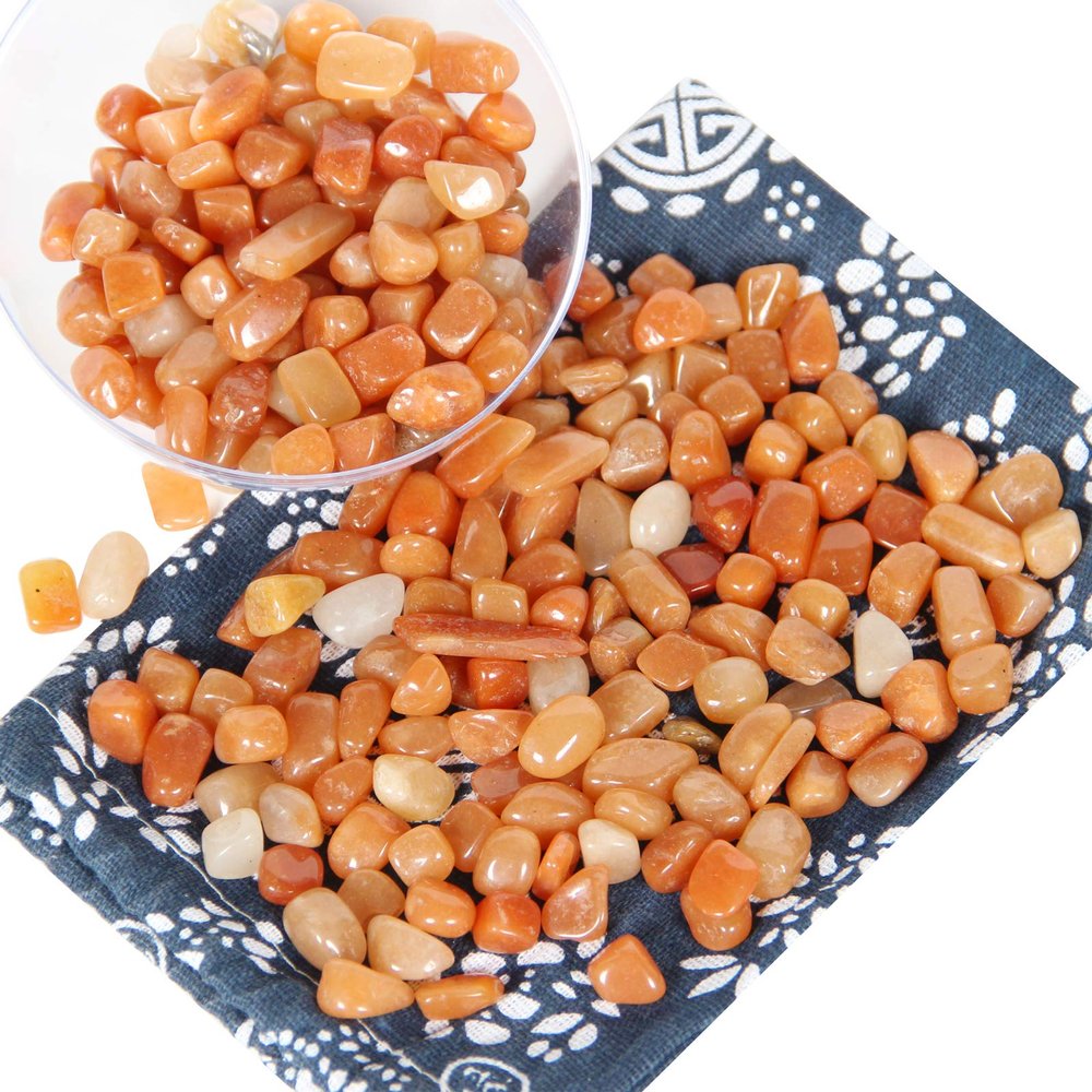 1.1lb Natural Red Aventurine Crystal Chips-Red Aventurine Healing Crystals Tumbled Chips, Crushed Red Aventurine Crystal Gemstone for Crafts, Beautiful Package for Gift