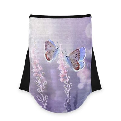 AJINGA Face Coverings Bandana Ear Loops StylishPurple Flower Butterfly Women Neck Gaiters for Dust Wind Motorcycle Men