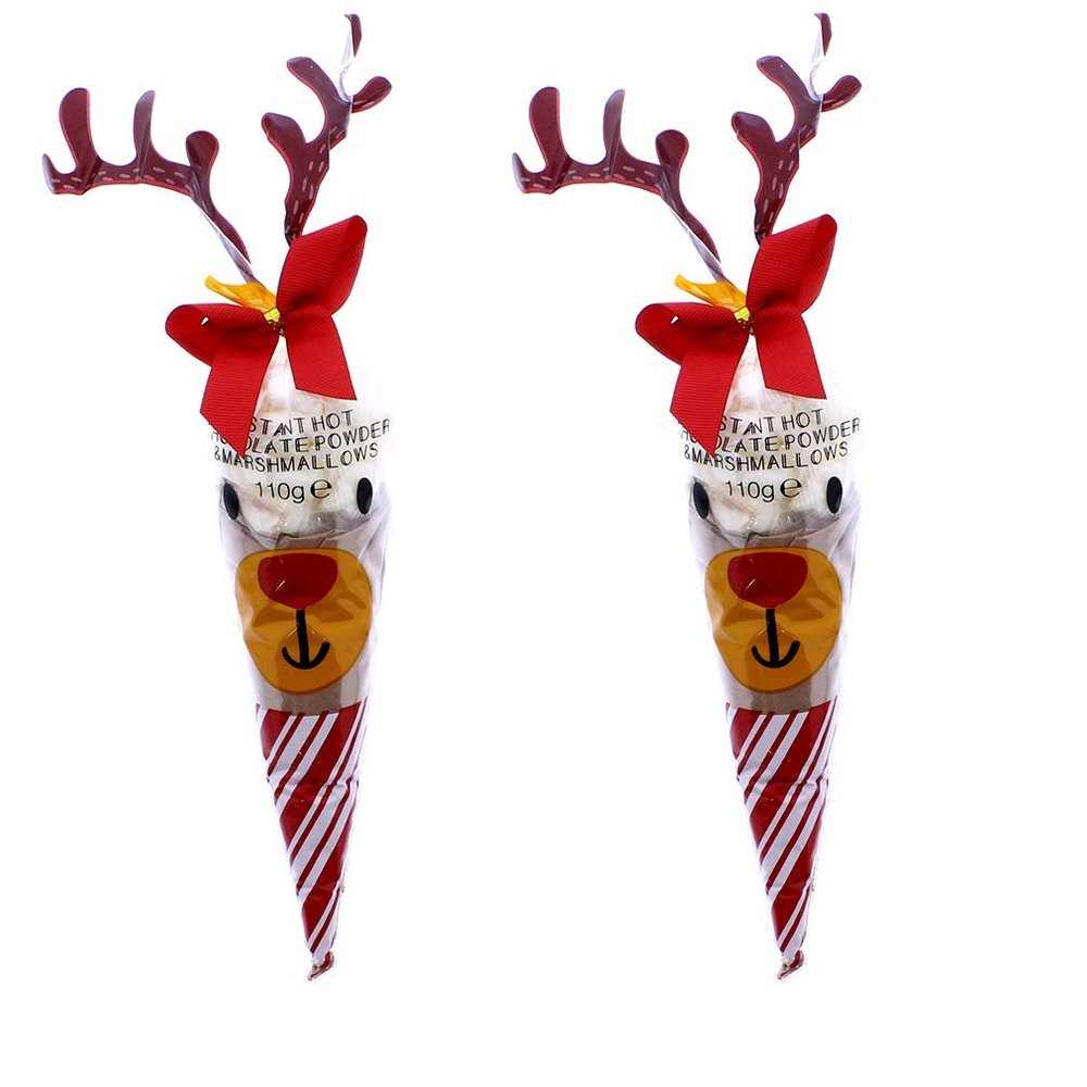 Swan household  - 2 Pack Christmas Xmas Reindeer Hot Chocolate & Marshmallows Making Kit 110g