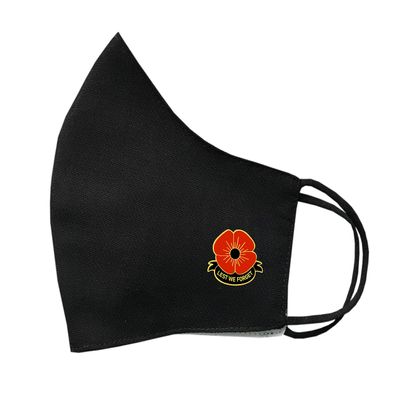 inking house Poppy Face Mask Protective Covering Washable Reusable Breathable Remembrance Day Lest We Forget