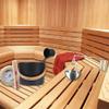 Wooden Sauna Bucket with Ladle Hourglass 7L Sauna Bucket with Strong and Durable Hourglass Thermometer Hygrometer Sauna Aromatherapy Oil Cup Kit with Long Handle Set view 2