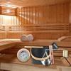 Wooden Sauna Bucket with Ladle Hourglass 7L Sauna Bucket with Strong and Durable Hourglass Thermometer Hygrometer Sauna Aromatherapy Oil Cup Kit with Long Handle Set view 3