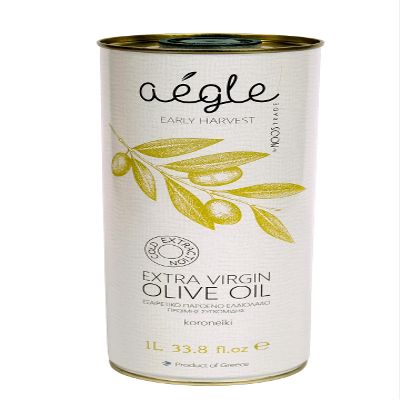 Aegle 1L Polyphenol rich EVOO, Quality Greek Cold Pressed Olive Oil Extra Virgin, Monovarietal Koroneiki - for Drinking Cooking and Dressings  Single Estate, Kalamata, 1Litre Tin