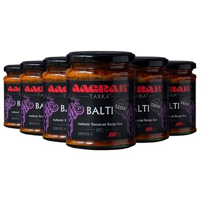 Aagrah Balti Tarka Indian Curry Cooking Sauce - Authentic Restaurant Recipe Base - Medium-Hot - 270g Jar Serves 3-4 - case of 6