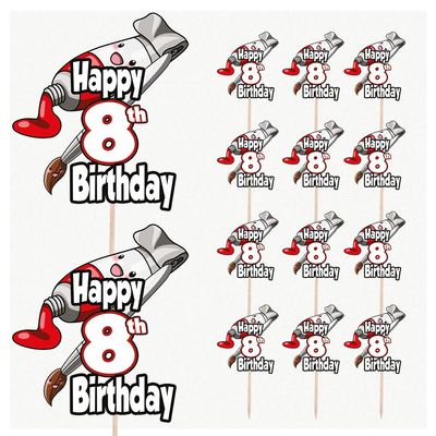 AK Giftshop Painting Themed Birthday Number Party Food Cupcakes Picks Decorations Toppers (14 Pack) - CUSTOMISED with Any Age