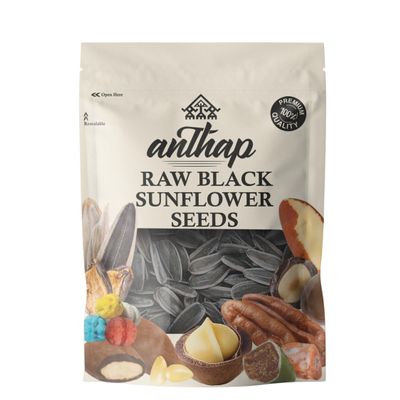 Anthap Raw Turkish Black Sunflower Seeds, Authentic Turkish Seeds, No Salt or Additives, High in Protein & Fiber, Perfect for Snacking, Energy-Boosting Snack, 200g