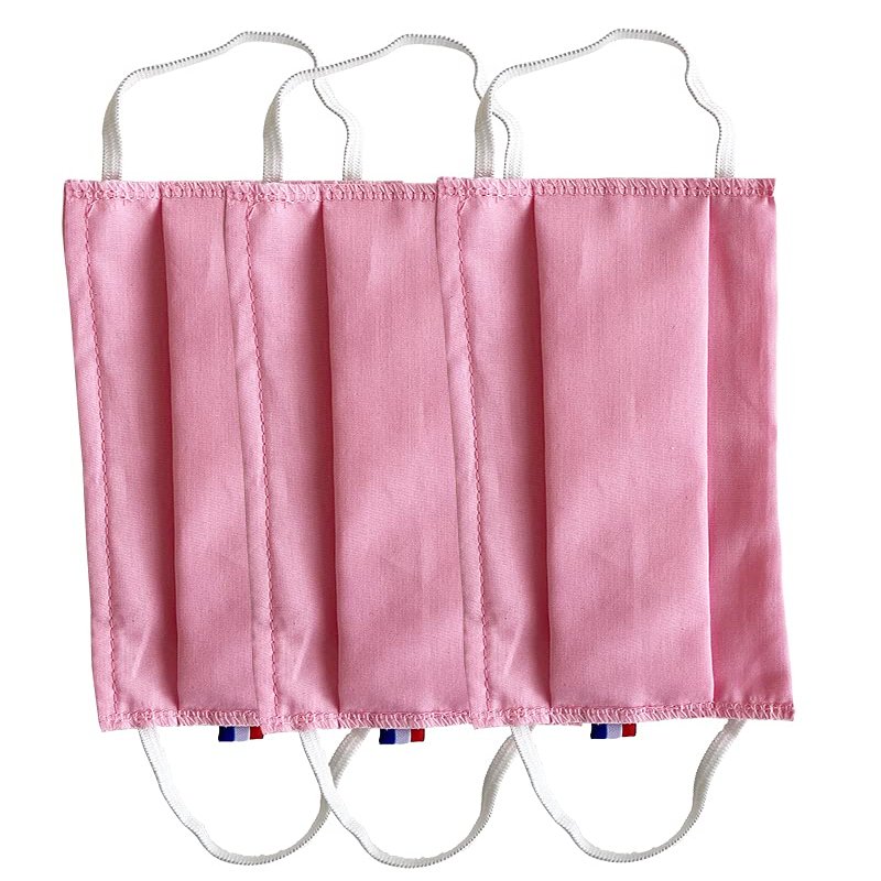 CAT1-UNS1 Face Mask Washable Fabric 100% Cotton Poplin with Nasal Clip, Pack of 3, Children's Size (Pink)