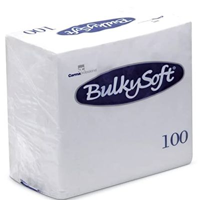 100 PCS BULKY SOFT White Paper Napkins 24CM X 24CM TISSUES Restaurant Catering 2-PLY (1)