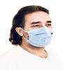Face Protector Washable Fabric Popeline 100% Cotton with Nasal Bar, Made in France, AFNOR Standards, Pack of 2 (White and Blue Stripes, Adult Size)