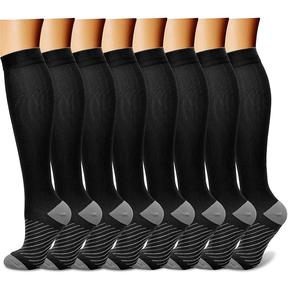 CHARMKING Compression Socks for Women & Men Circulation 8 Pairs 15-20 mmHg is Best Support for Athletic Running Cycling - - S-M