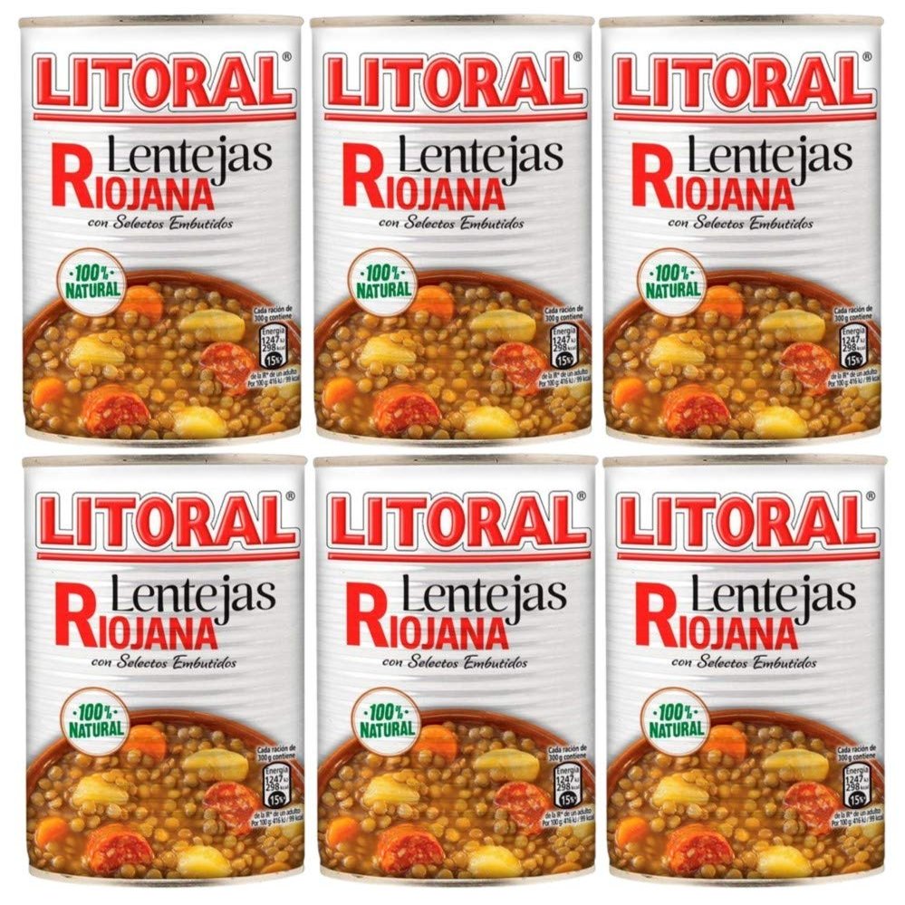Litoral: Riojana Lentils - Rioja Lentil stew 430gr - Pack of 6 cans