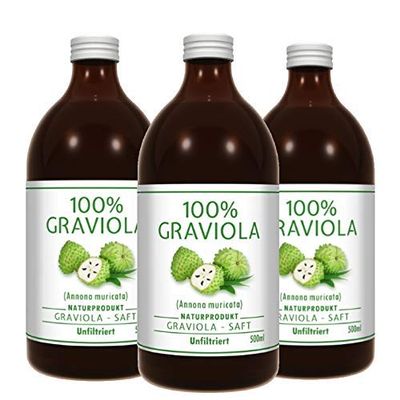 3 x 100% Soursop Juice - Unfiltered. Vegan .3 x 500ml. 100% Soursop-Pulp. Guanabana. Corossol. Graviola.