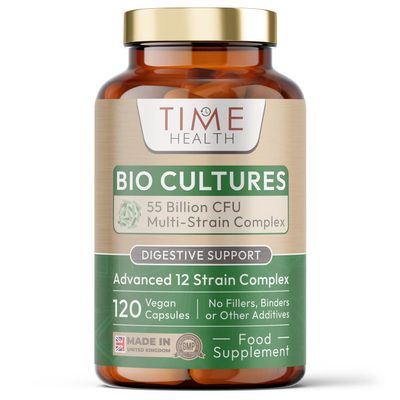 Bio Cultures Complex 55 Billion CFU Advanced 12 Strain Probiotic Formula - Digestion, Immunity & Cognitive Support Vegan Probiotics UK Made