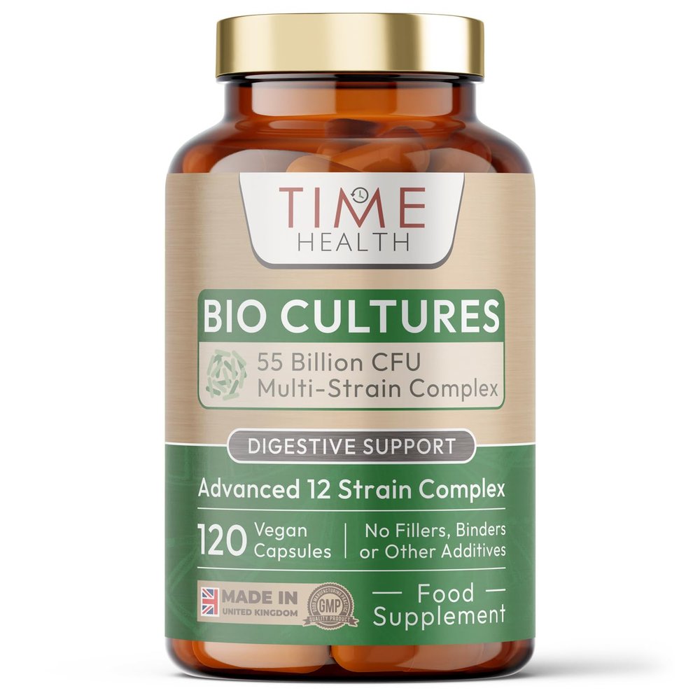 Bio Cultures Complex  55 Billion CFU  Advanced 12 Strain Probiotic Formula - Digestion, Immunity & Cognitive Support  Vegan Probiotics  UK Made