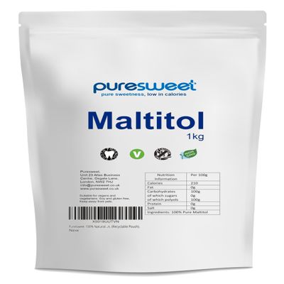 Puresweet Maltitol 1kg, Premium Quality, All Natural Sugar Alternative, Non GMO, Tooth Friendly, Vegan, (Recyclable Pouch).