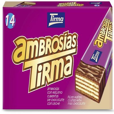 Tirma Milk Chocolate Wafers 301g | 1 Gift Box - 14 Individually Wrapped Snack Bars | Non-GMO | Suitable for Vegetarians