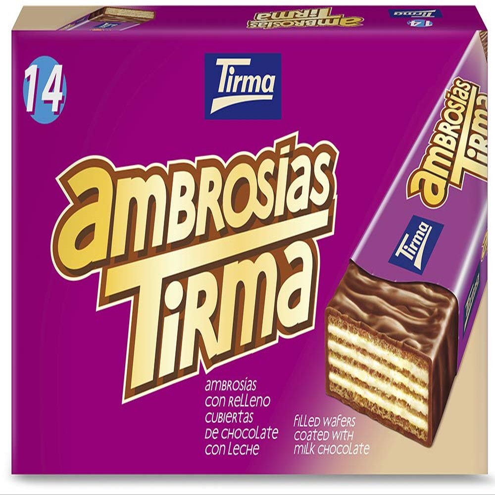 Tirma Milk Chocolate Wafers 301g | 1 Gift Box - 14 Individually Wrapped Snack Bars | Non-GMO | Suitable for Vegetarians
