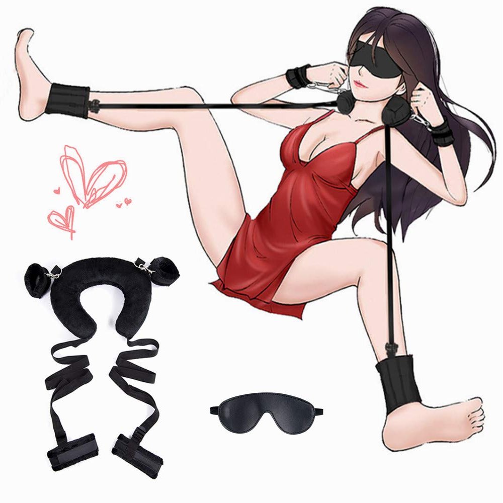 Sponge Pillow Split Leg Ankle Strap Bongdage Bracelet and Eye Mask Headband