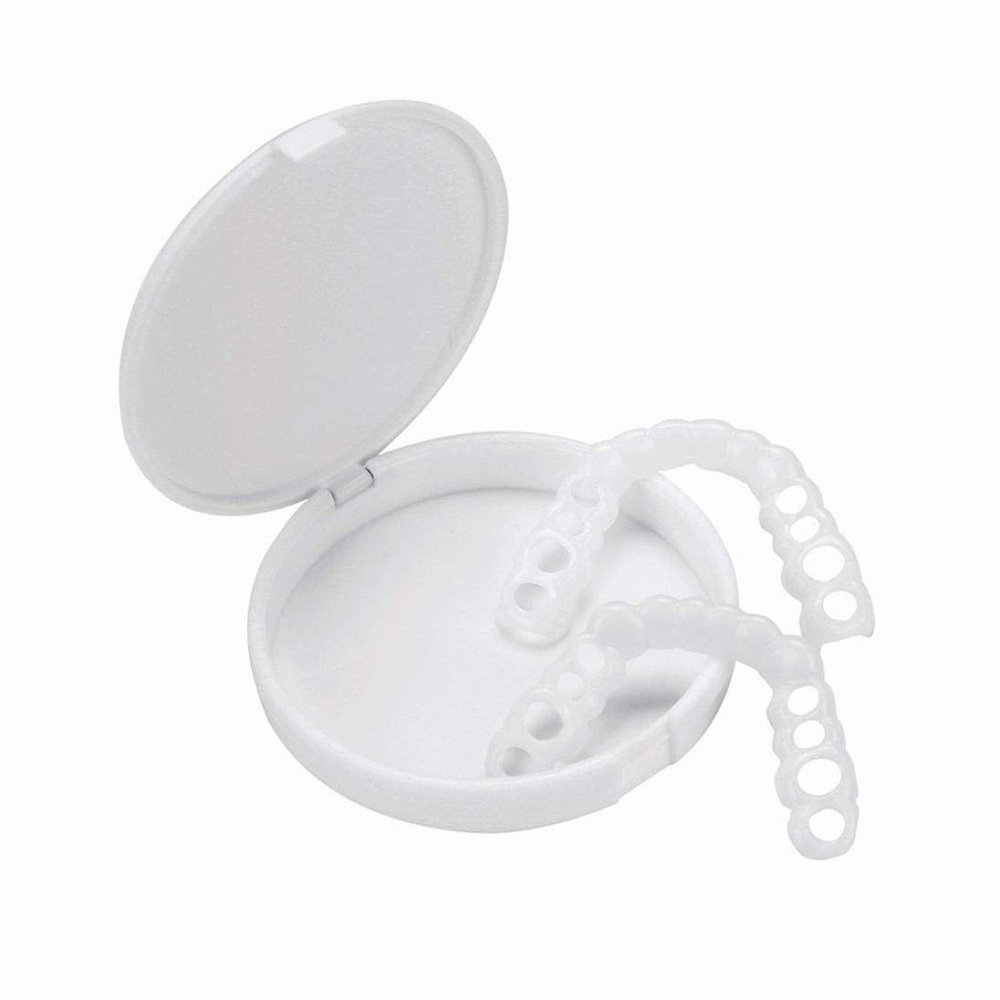 2 Sets Silicone Dentures Teeth Fake Teeth Braces Upper and Lower Jaw, Cosmetic Teeth Veneers Instant Perfect Smile Dentures to Make Your Tooth Beautiful and Neat