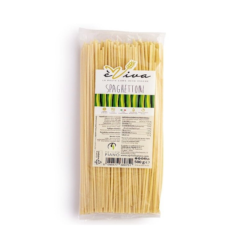Agricola Piano - Spaghettoni | Artisanal Bronze-Cut Pasta with Wheat Germ 500g  Slow Drying - Italian Wheat  Viva