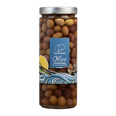 Agricola Piano - Peranzana Olives in Sea Water 1062 ml | Award-Winning Italian Olives - 100% Natural - Authentic Apulian Products - Ideal for Starters, Aperitifs, Salads, Pizza