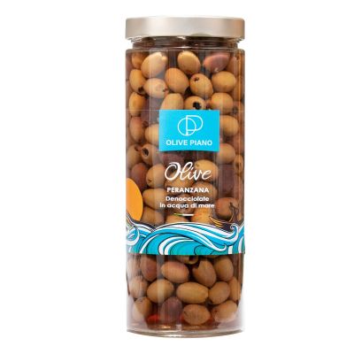 Agricola Piano - Pitted Peranzana Olives in Sea Water 1062 ml | Award-Winning Italian Olives - 100% Natural - Authentic Apulian Products - Ideal for Starters, Aperitifs, Salads, Pizza