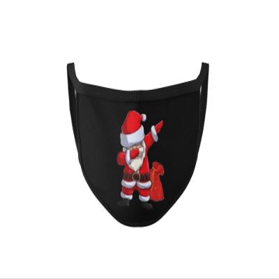 Dilara Fabric Mask in Black - Mask with Motif for Adults, Men and Women Made of Cotton (Father Christmas)