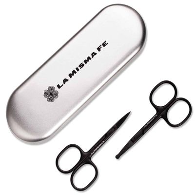 Beauty Scissors Set Eyebrow Scissors Nose Hair Removal Beard Scissors Men - 2 Pieces Sharp, Small, Matte Black