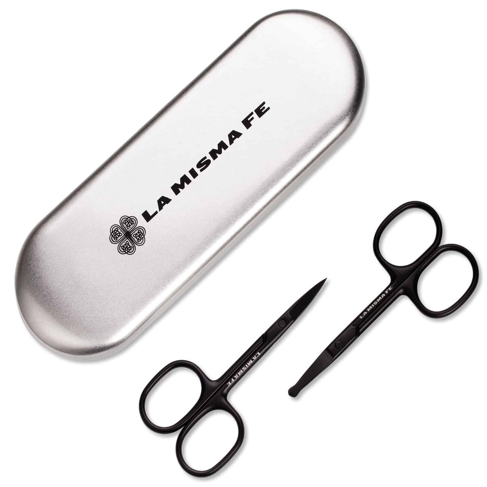 Beauty Scissors Set Eyebrow Scissors Nose Hair Removal Beard Scissors Men - 2 Pieces Sharp, Small, Matte Black