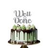 WELL DONE Cake Topper Glitter Cardstock Party Favour Party Decoration Cake Toppers (SILVER) view 1