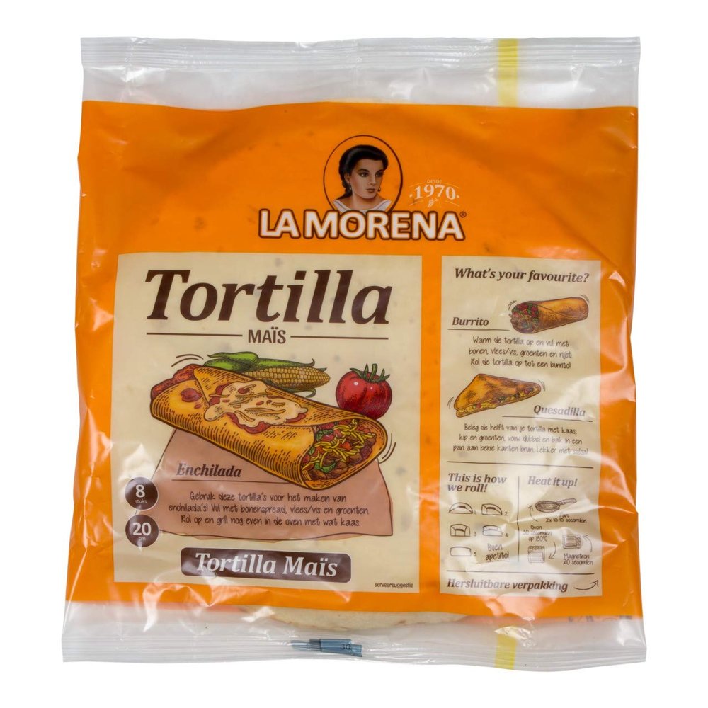 La Morena Corn tortilla 8 x 20 cm Zak 320 g