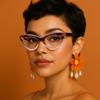 2SeeLife Premium Cat Eye Reading Glasses for Women NarrowMedium Fit, Sturdy Frame, Spring Hinges, Stylish Funky Readers, Brown Stripes, +2.50 view 3