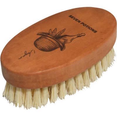 Seven Potions Vegan Beard Brush for Men 100% Sisal Plant Fibre & Pear Wood Firm Bristles to Gently Tame/Soften/Exfoliate 100% Natural, Non-Synthetic