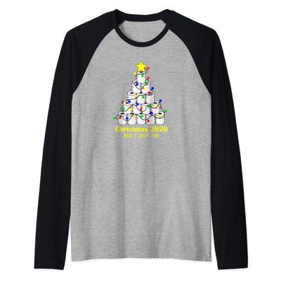 Toilet Paper Christmas Tree 2020 Shitty Year Gift Raglan Baseball Tee